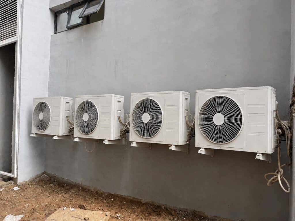 Commercial T3 air conditioner units installed on hotel rooftop in high ambient Gulf climate