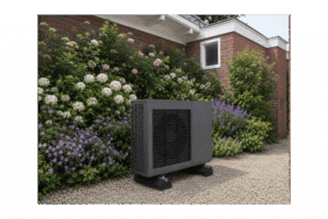 Airproz air to water heat pump replacing gas boiler in retrofit project — low temperature heating system