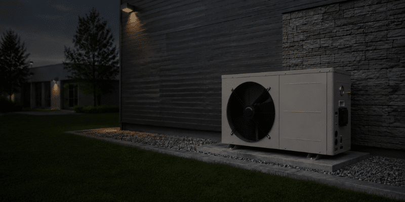 AirProz domestic hot water heat pump installed outside a modern home