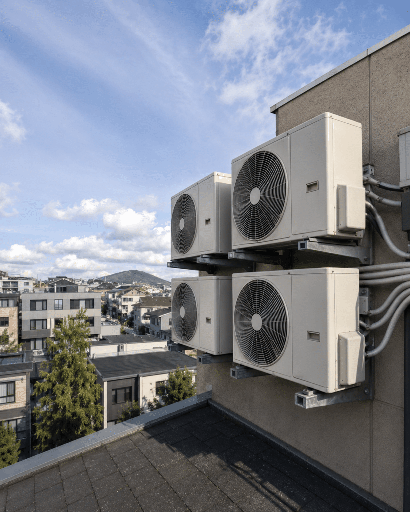 Multiple outdoor systems on wall