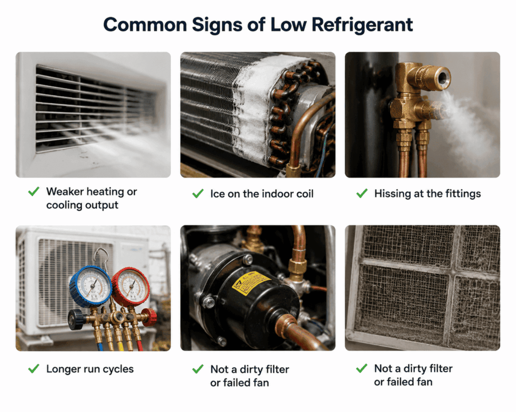 common signs of low refrigerant