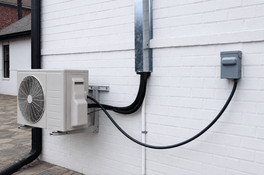 Wall-mounted outdoor split AC cabling