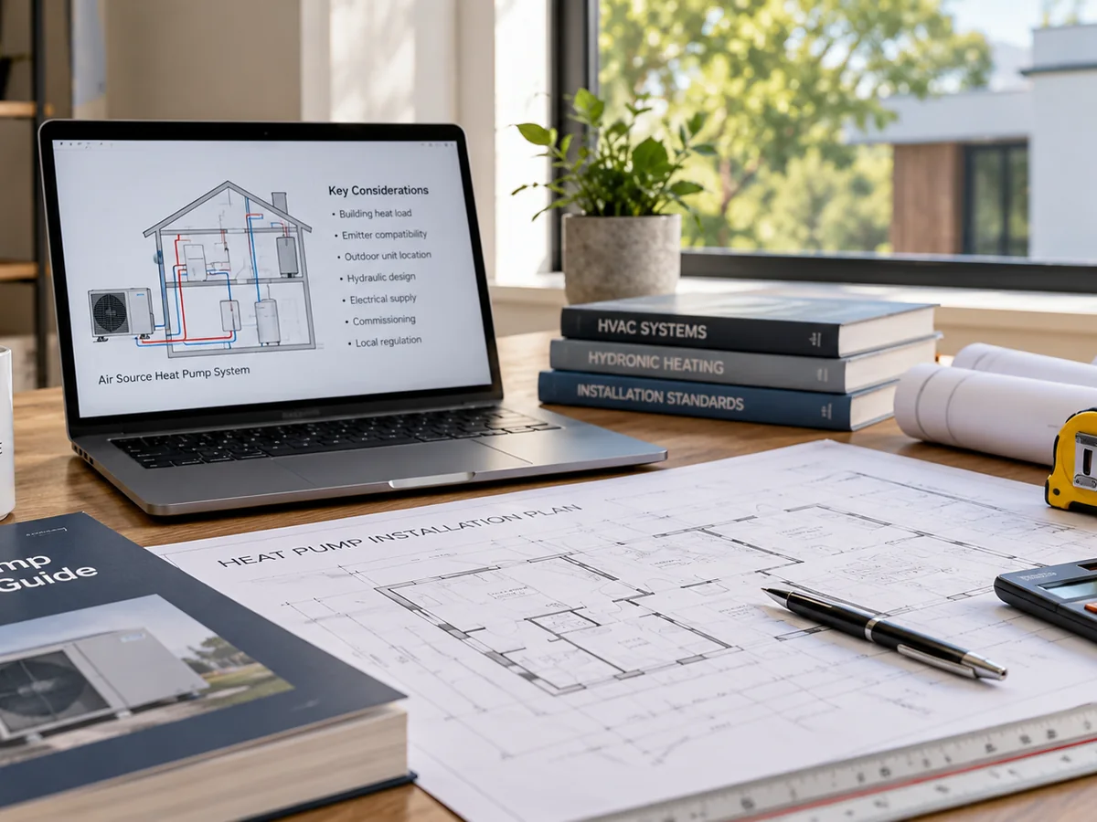 Heat pump project documentation workspace for market, installation and compliance review