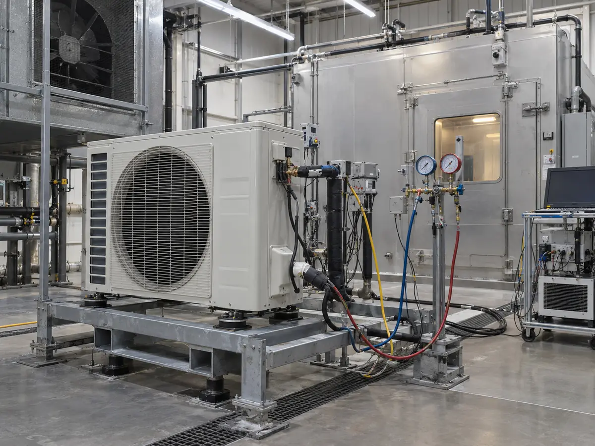 Split air conditioner performance checked under defined test conditions