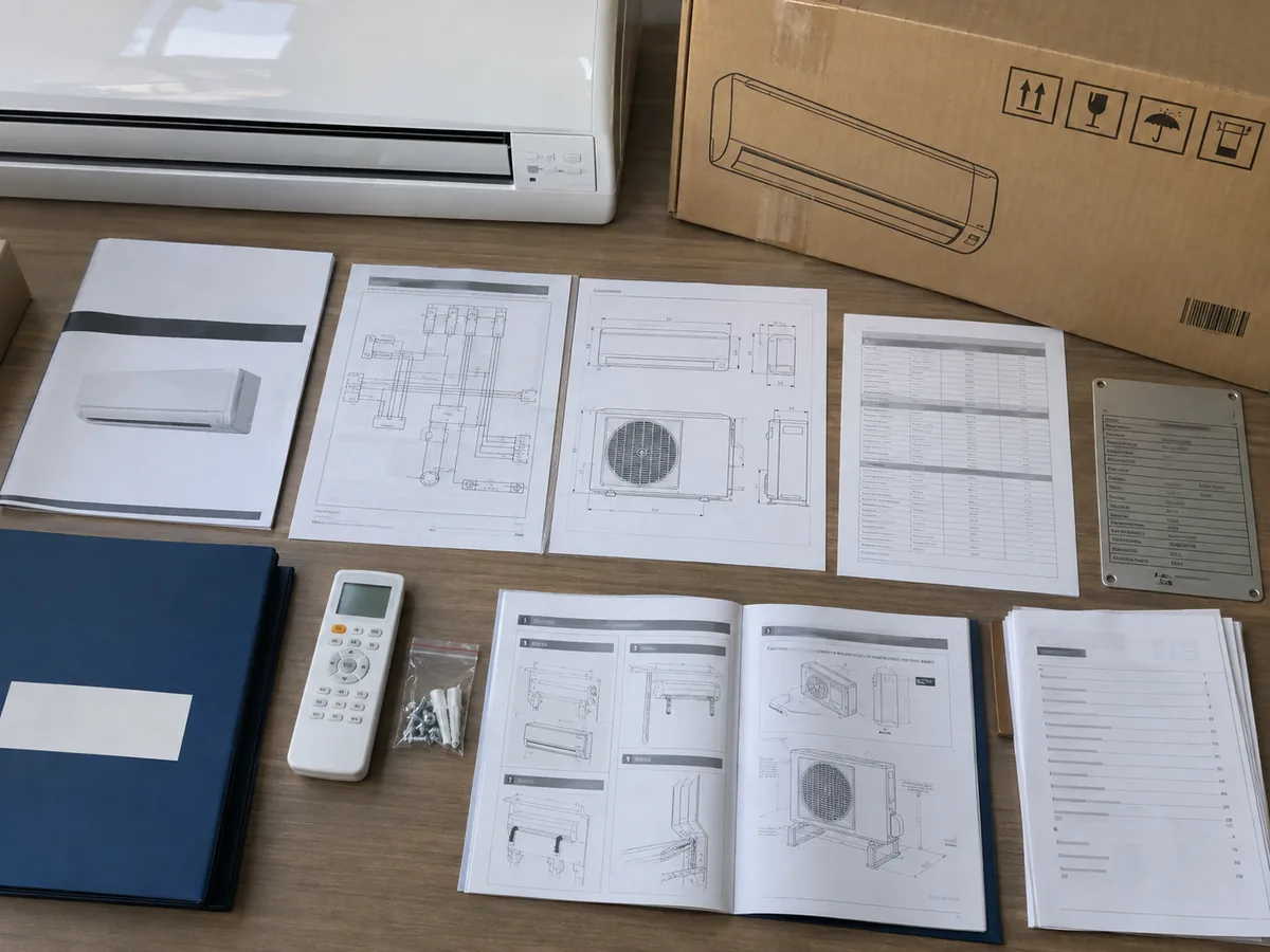 Technical documents prepared for air conditioner model verification before order approval