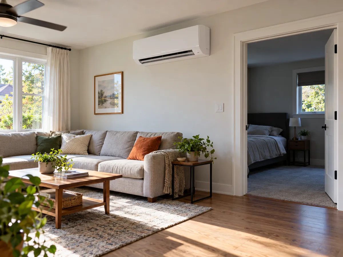 Wall-mounted mini-split serving one occupied room while an adjacent room is not in use