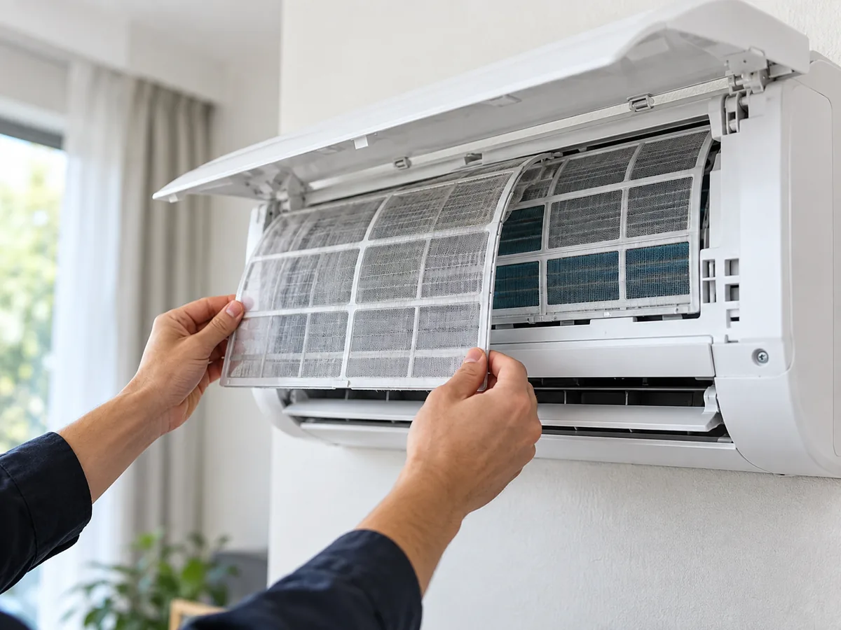 Removing a washable filter from a wall-mounted mini split indoor unit