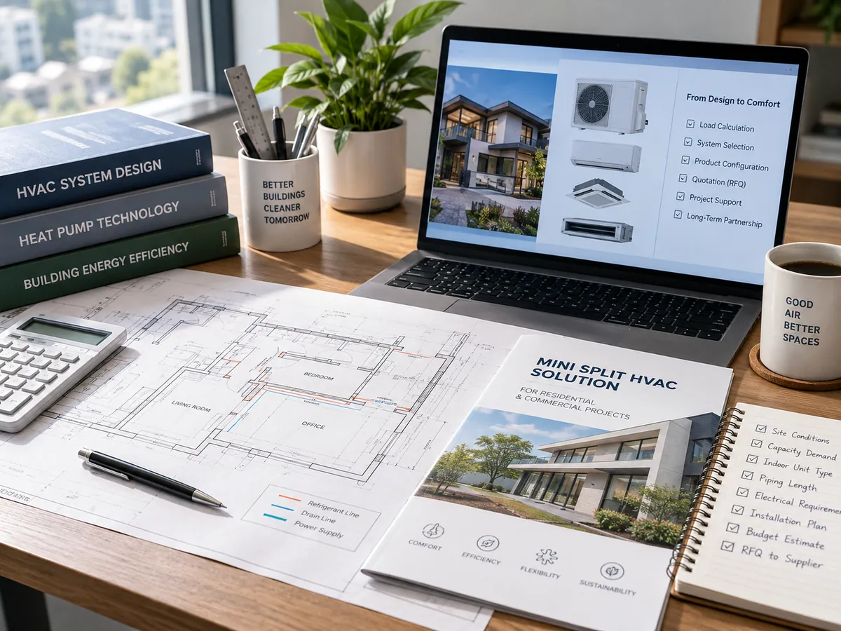 HVAC project selection workspace with plans and mini split system documents