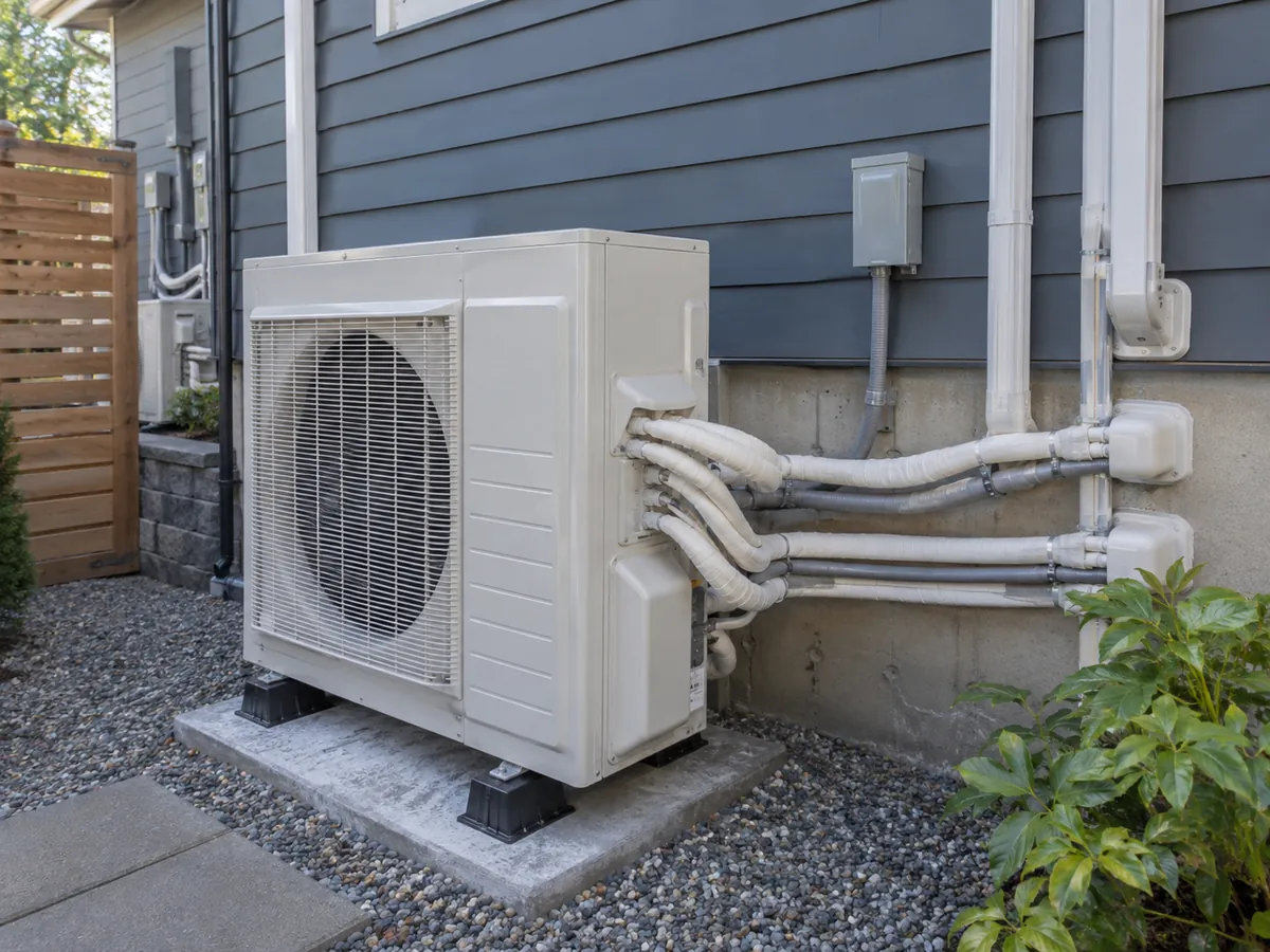 Multi-zone mini split outdoor unit with several insulated refrigerant line sets