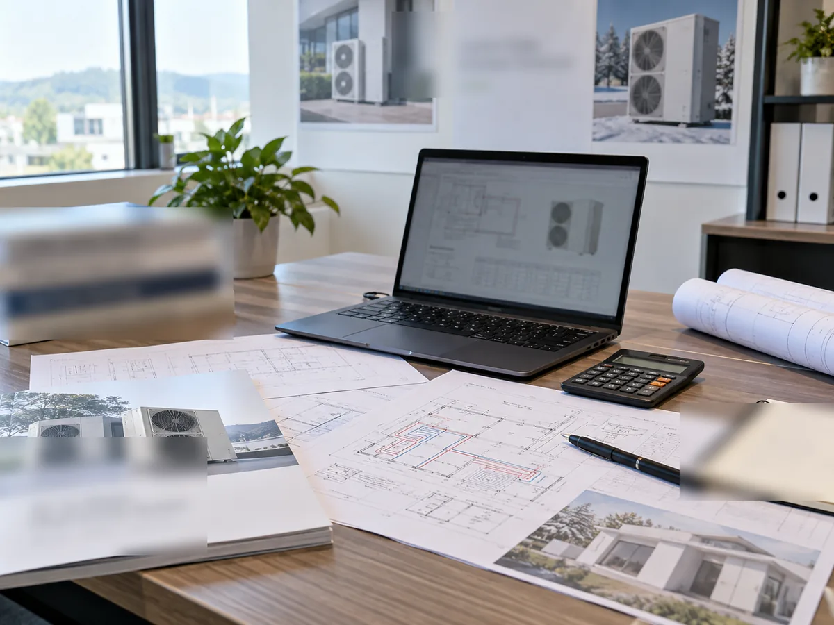 HVAC engineering desk used to review project conditions for R32 equipment selection