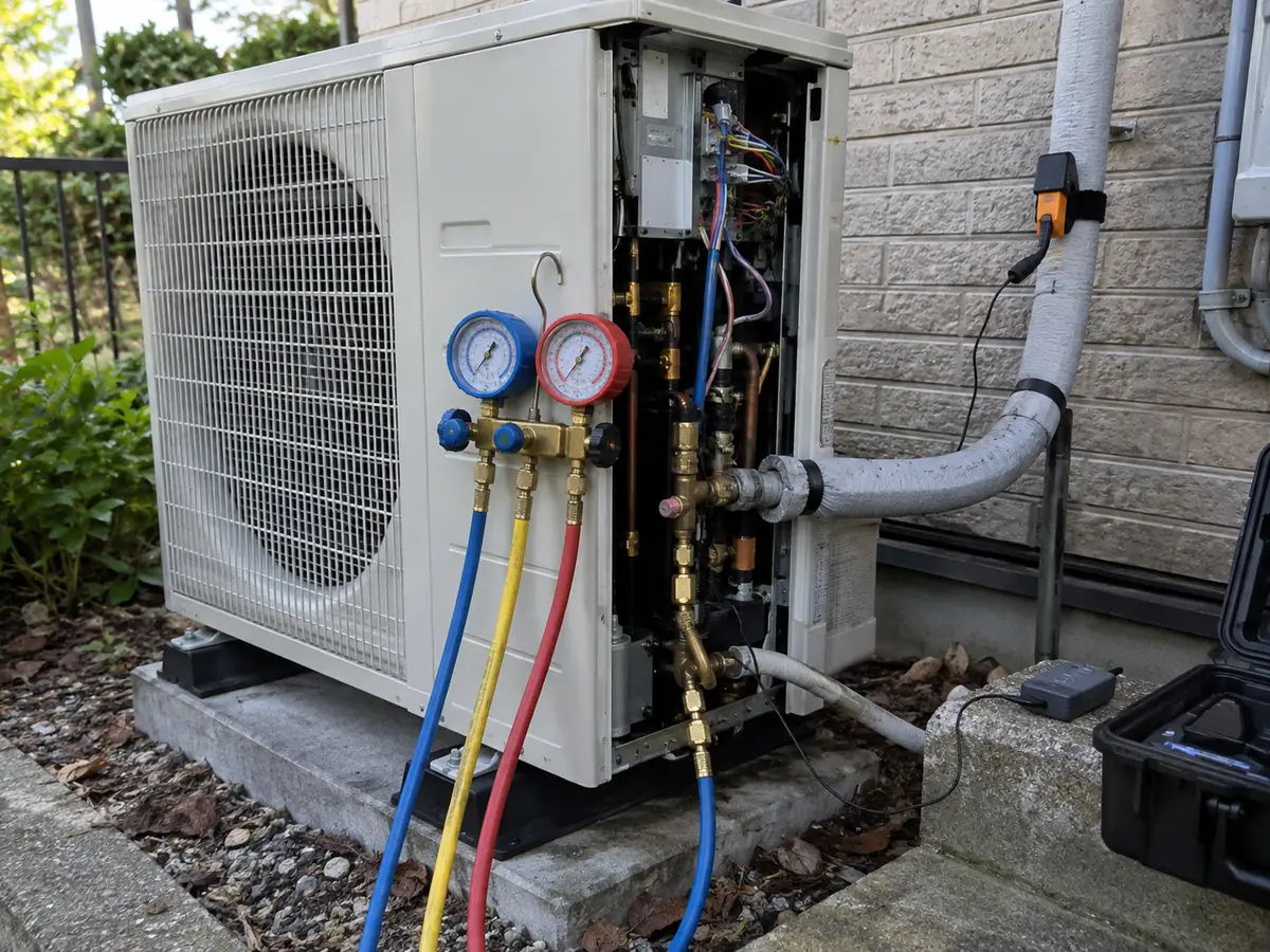 HVAC operating-point check using pressure, temperature and system-condition measurements