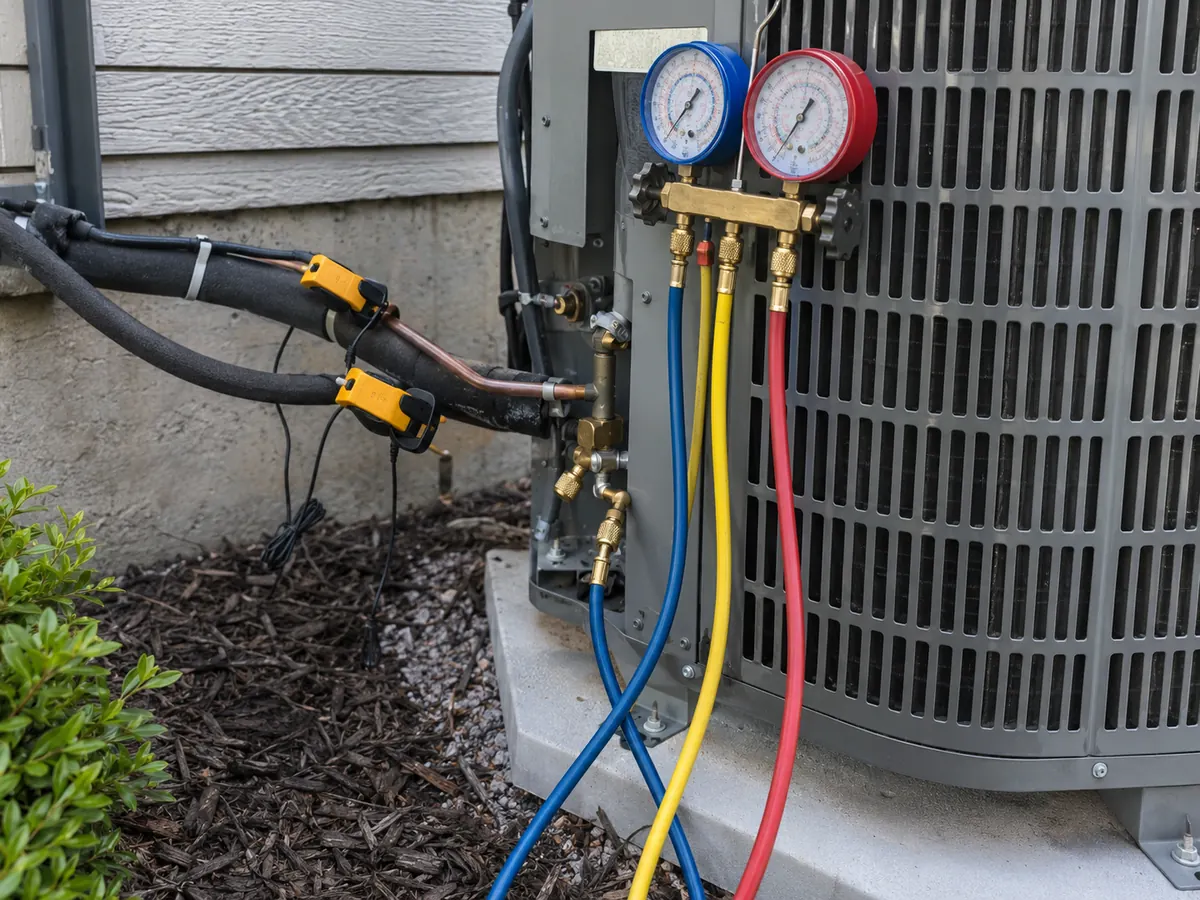 Outdoor unit measurement setup for superheat and subcooling checks