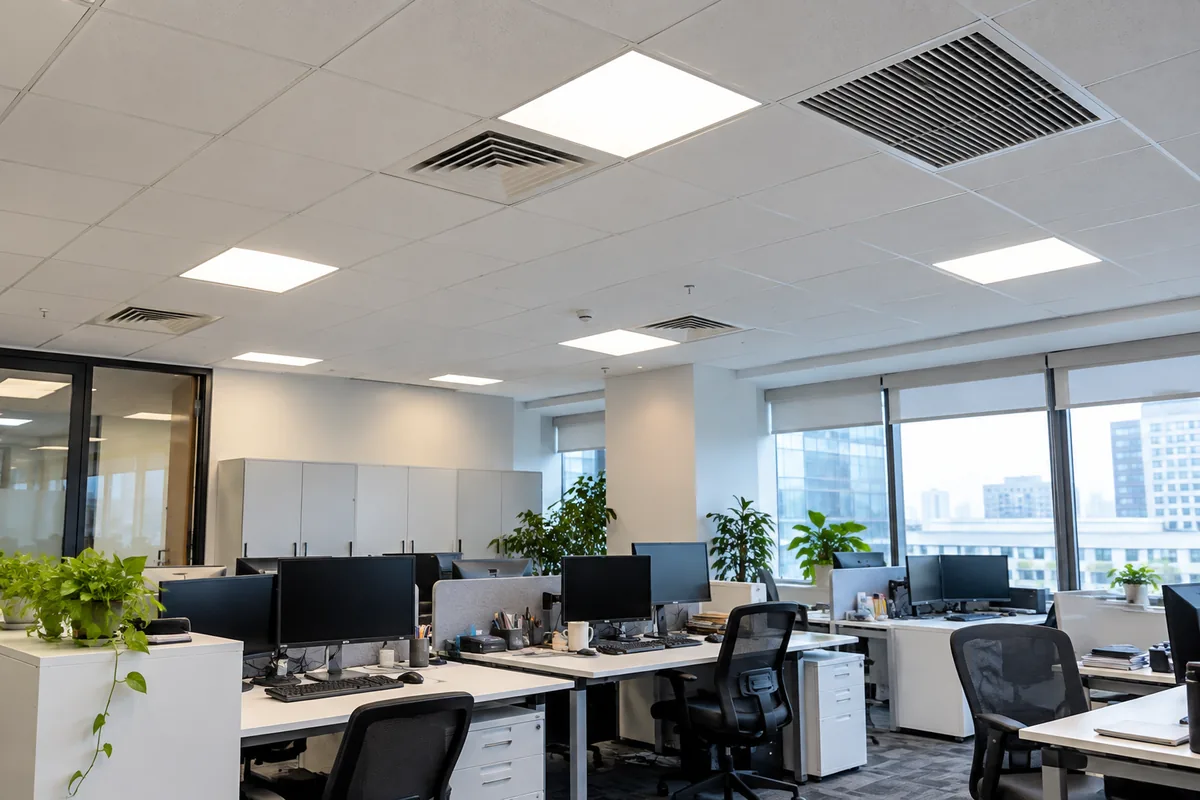 Ceiling diffusers in office