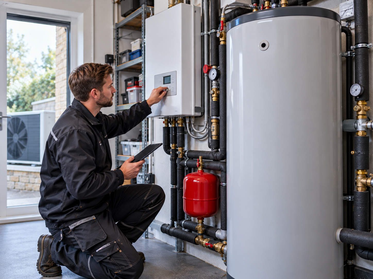 Low-temperature new-build heat-pump system