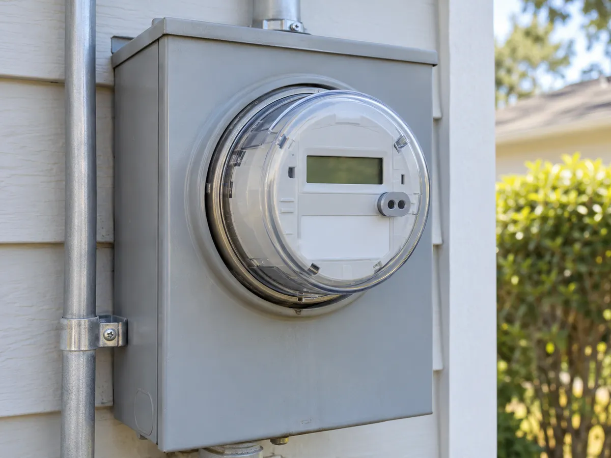 Illustrative scene: installed electricity meter for measuring electrical energy use