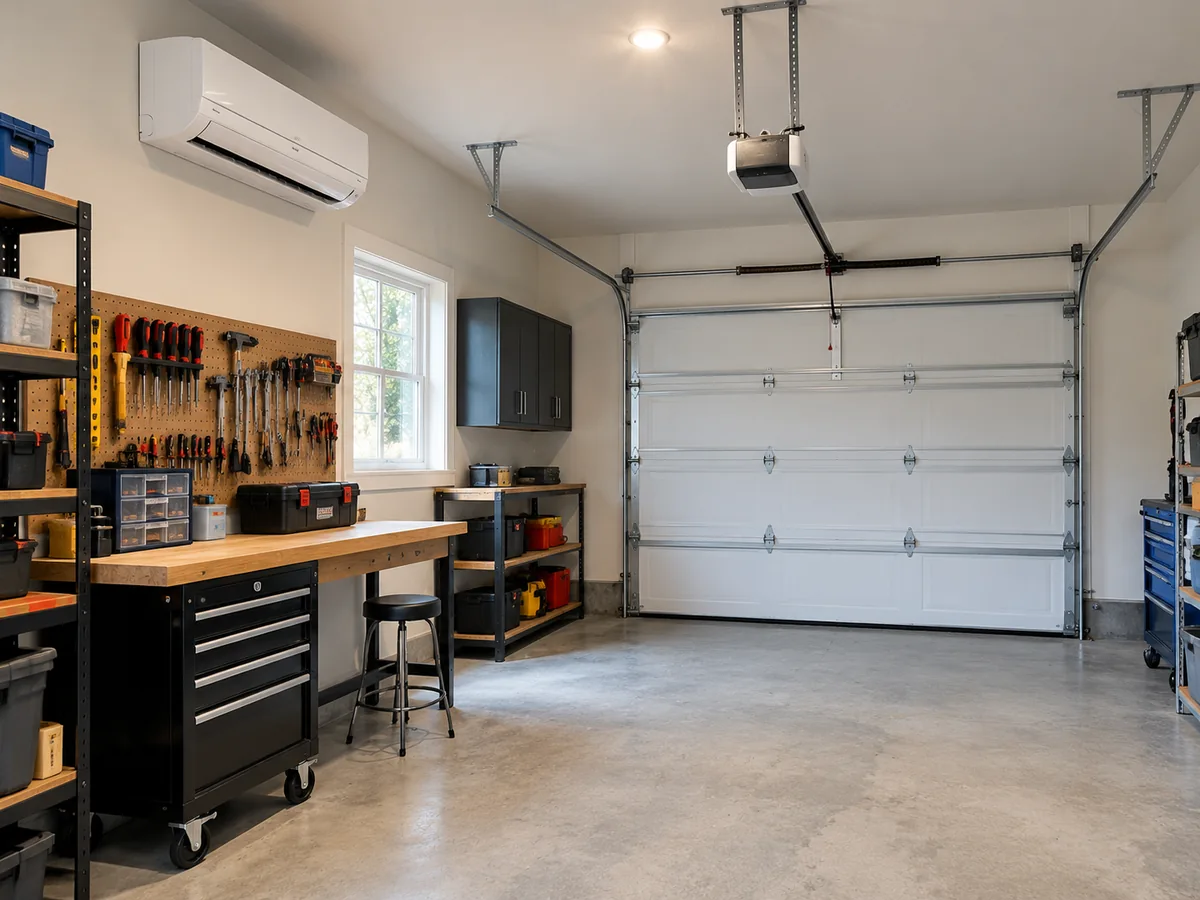 Insulated garage used as a workroom