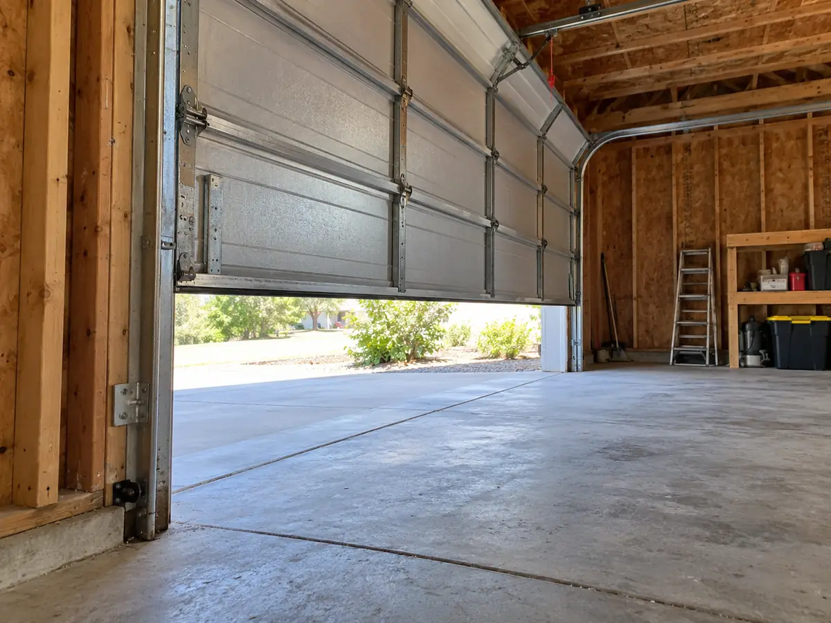 Uninsulated garage or workshop with frequent door opening